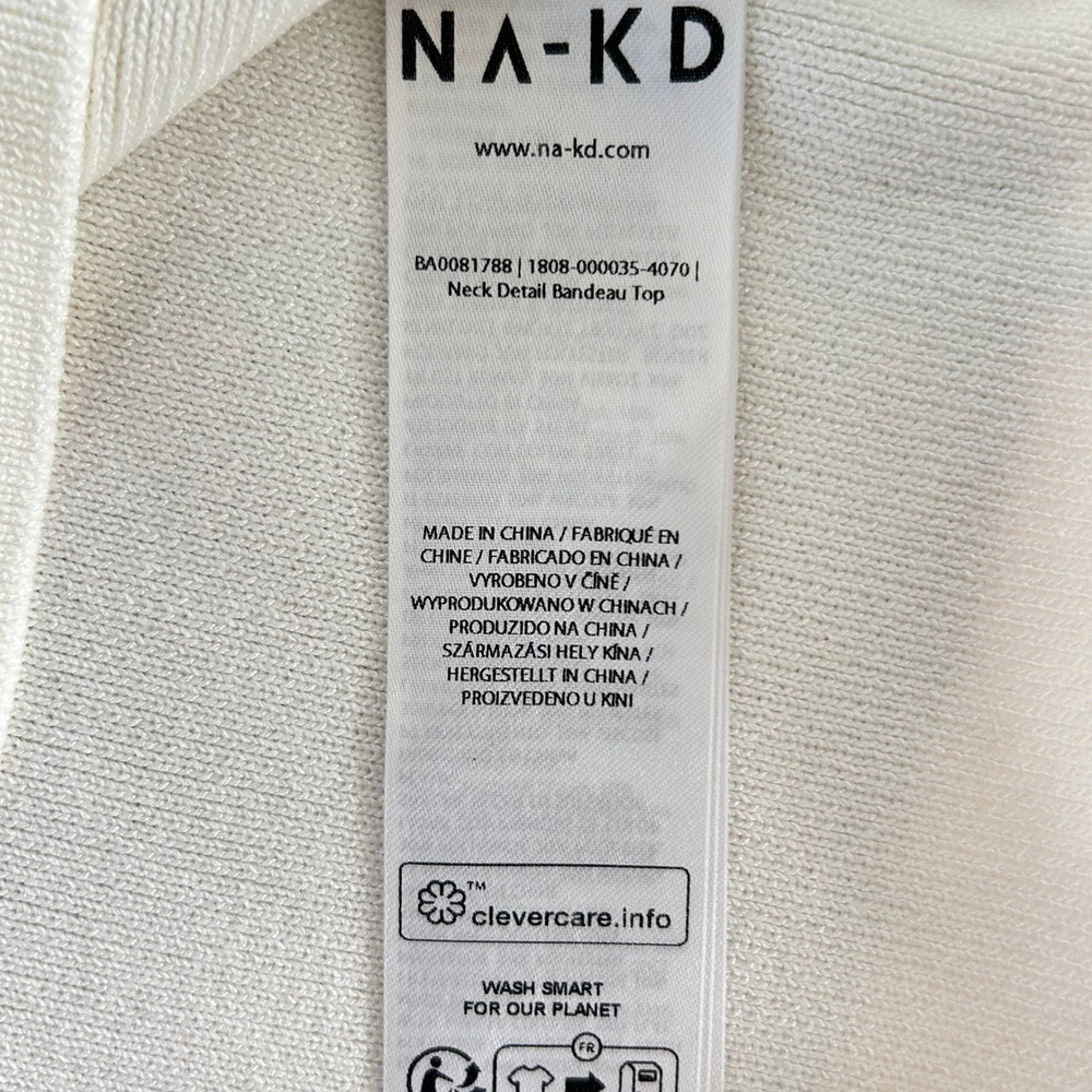 NWT NA-KD Off White Halter Neck Bandeau Top Ribbed Knit Size M - Picture 5 of 12